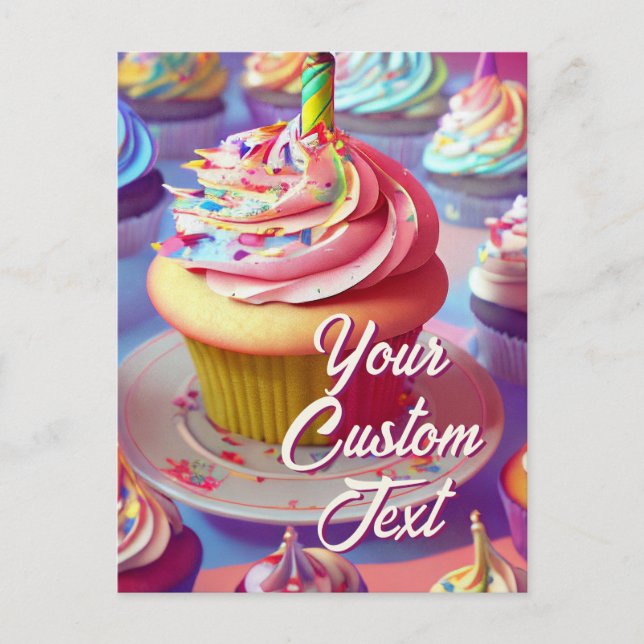 Your Custom Text Happy Birthday Cupcake Template (Front)