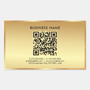 Your Custom Text Logo QR Code Template Gold Rectangular Sticker