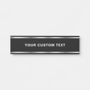 Your Custom Text Modern Black & Silver Template Door Sign