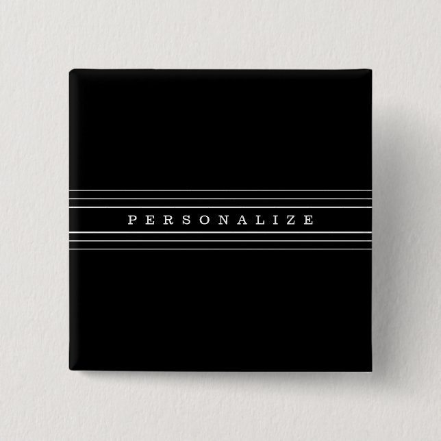 Your Custom Text & Modern Stripes | Black & White 15 Cm Square Badge (Front)