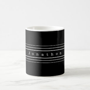 Your Custom Text & Modern Stripes   Black & White Coffee Mug