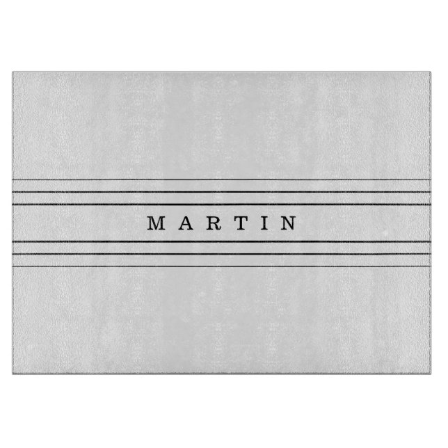 Your Custom Text & Modern Stripes | Black & White Cutting Board (Front)