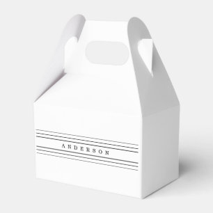 Your Custom Text & Modern Stripes   Black & White Favour Box
