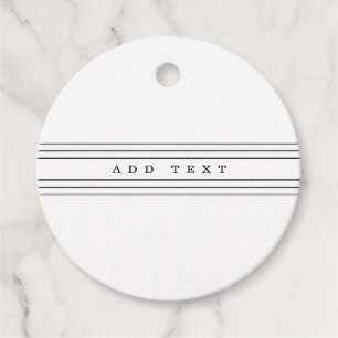 Your Custom Text & Modern Stripes   Black & White Favour Tags