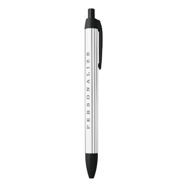 Your Custom Text & Modern Stripes | Black & White Ink Pen (Bottom (Vertical))