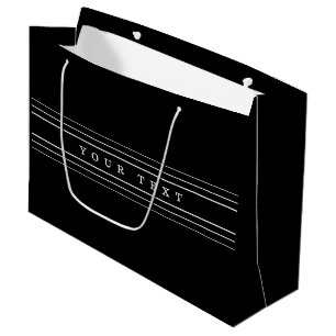 Your Custom Text & Modern Stripes Black & White Large Gift Bag