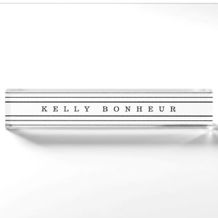 Your Custom Text & Modern Stripes Black & White Nameplate