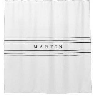 Your Custom Text & Modern Stripes   Black & White Shower Curtain