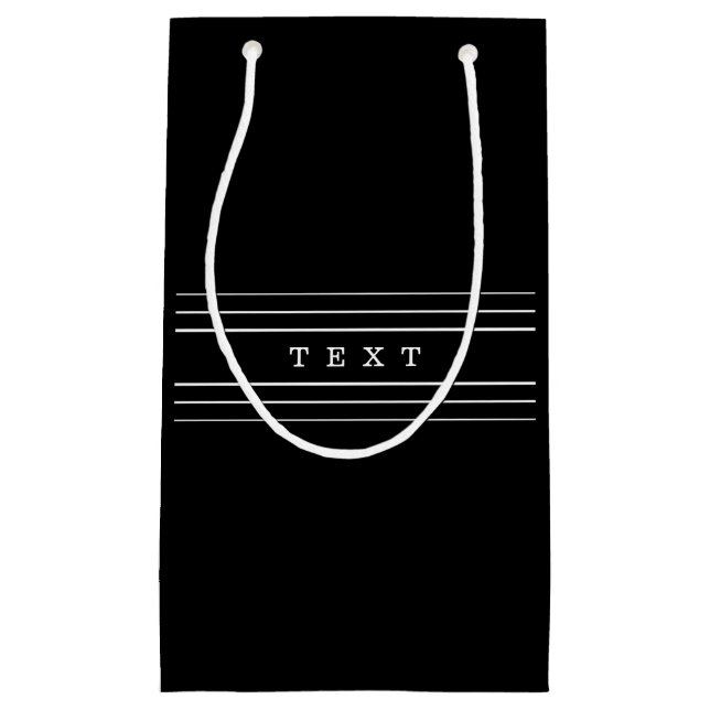 Your Custom Text & Modern Stripes | Black & White Small Gift Bag (Front)