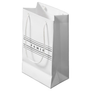Your Custom Text & Modern Stripes   Black & White Small Gift Bag