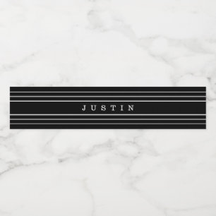 Your Custom Text & Modern Stripes   Black & White Water Bottle Label
