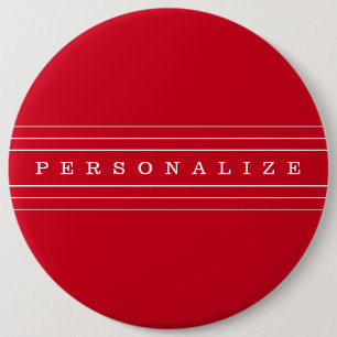 Your Custom Text & Modern Stripes   Red & White 6 Cm Round Badge
