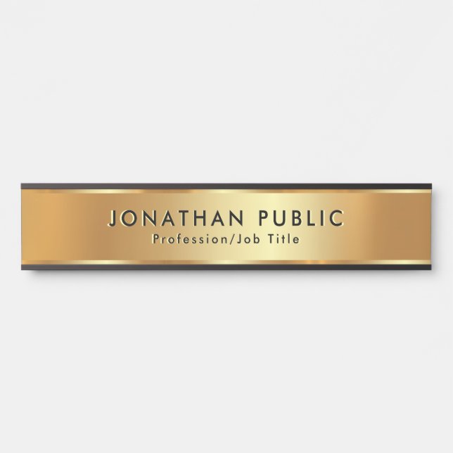 Your Custom Text Modern Template Elegant Gold Door Sign (Front)