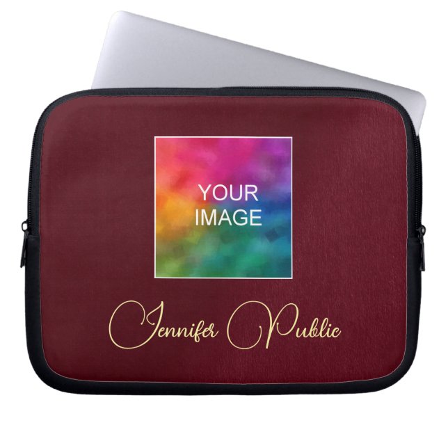 Your Custom Text Name Upload Photo or Logo Here Laptop Sleeve (Front)