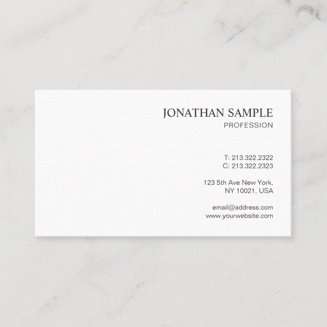 Your Custom Text Professional Modern Minimalist Business Card (Front)