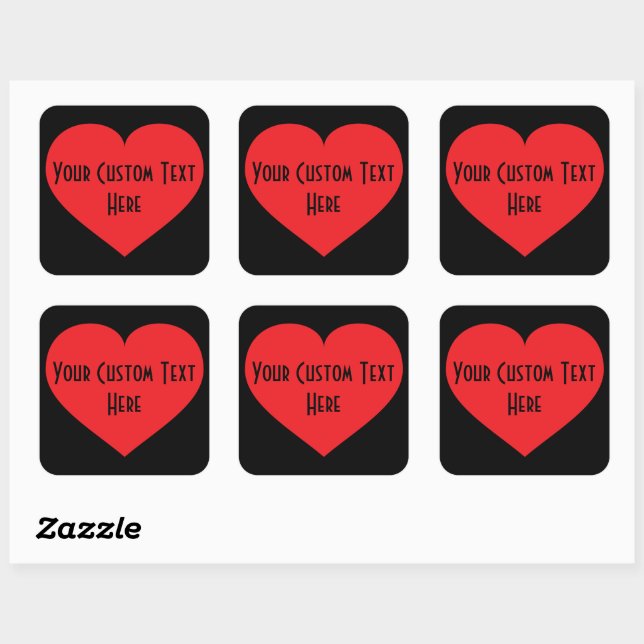 Your Custom Text Red Heart Square Sticker (Sheet)