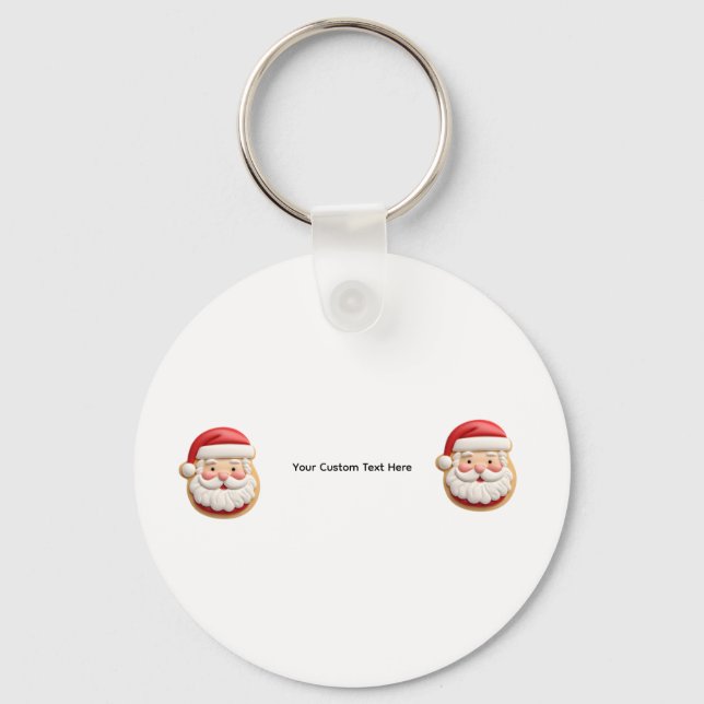 Your Custom Text Santa Cookie Christmas Key Ring (Front)
