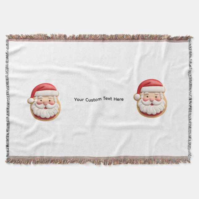 Your Custom Text Santa Cookie Christmas Throw Blanket (Front)