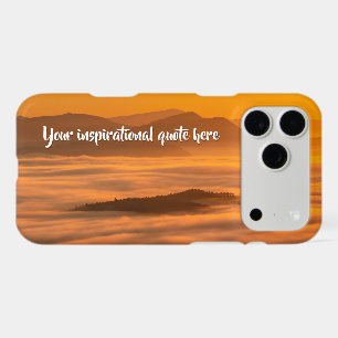 Your custom text sunrise above foggy landscape