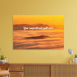 Your custom text sunrise above foggy landscape canvas print