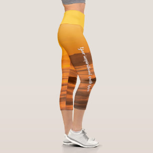 Your custom text sunrise above foggy landscape capri leggings