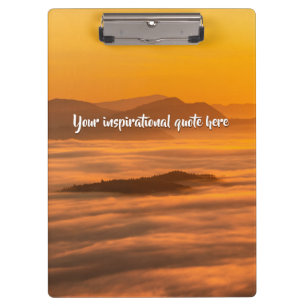 Your custom text sunrise above foggy landscape clipboard