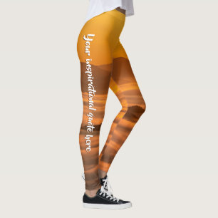 Your custom text sunrise above foggy landscape leggings