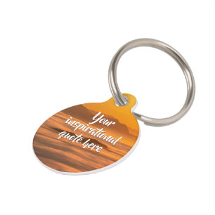 Your custom text sunrise above foggy landscape pet tag