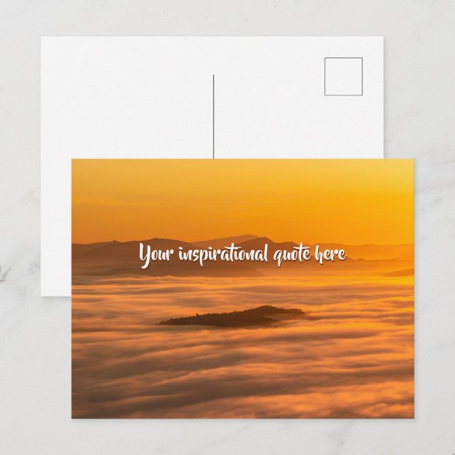 Your custom text sunrise above foggy landscape postcard (Front/Back)