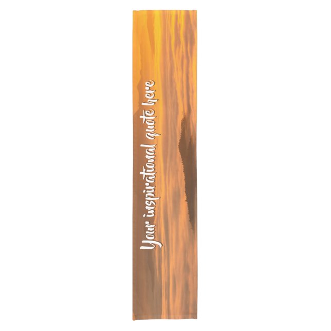 Your custom text sunrise above foggy landscape short table runner (Front)