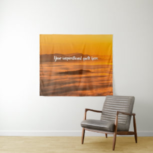 Your custom text sunrise above foggy landscape tapestry