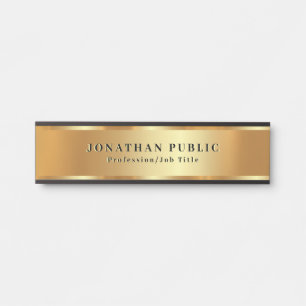 Your Custom Text Template Black & Gold Trendy Door Sign