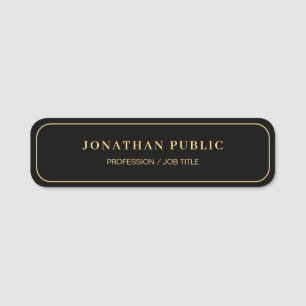 Your Custom Text Template Elegant Black And Gold Name Tag