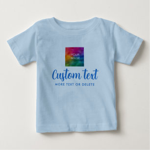 Your Custom Text Upload Photo Fine Jersey Blue Baby T-Shirt