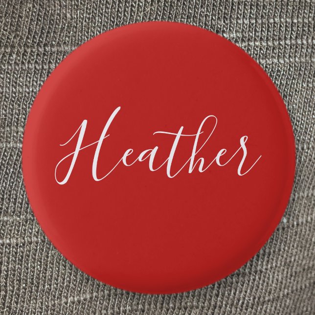 Your Custom White Script on Red 3 Cm Round Badge (Creator Uploaded)