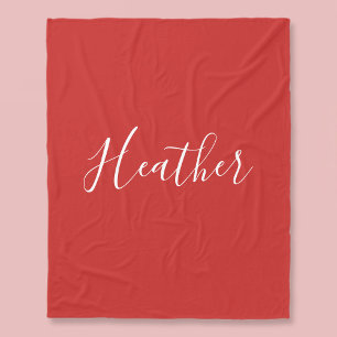 Your Custom White Script on Red Fleece Blanket
