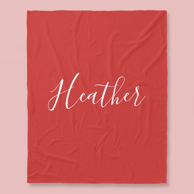 Your Custom White Script on Red Fleece Blanket (Creator Uploaded)