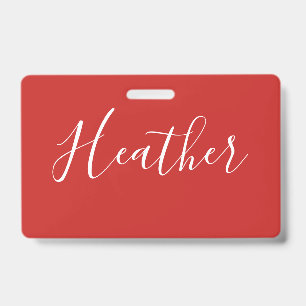 Your Custom White Script on Red ID Badge