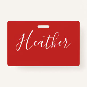 Your Custom White Script on Red ID Badge