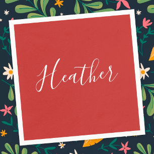 Your Custom White Script on Red Napkin