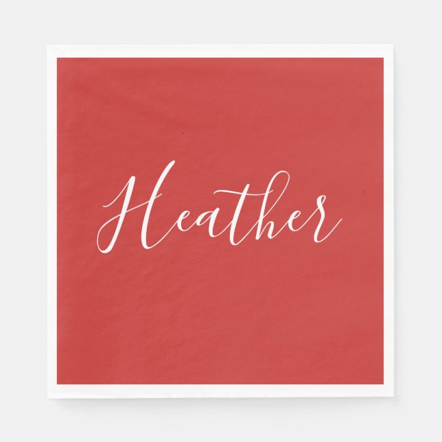 Your Custom White Script on Red Napkin (Front)
