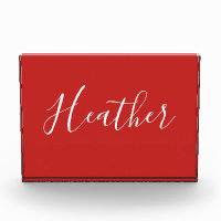 Your Custom White Script on Red