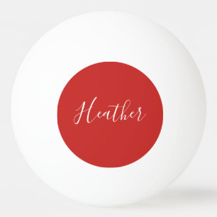 Your Custom White Script on Red Ping Pong Ball