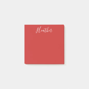 Your Custom White Script on Red Post-it Notes