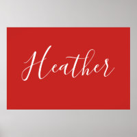 Your Custom White Script on Red