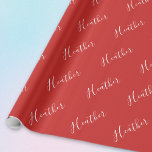 Your Custom White Script on Red Wrapping Paper<br><div class="desc">Modern & classy.</div>