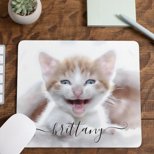 Your Cute Family Pet Kitten Photo Mouse Pad (Create your own family photo mouse pad.)