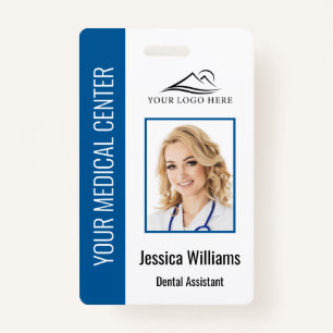 Your Dentist Office Logo Employee Photo ID Blue ID Badge