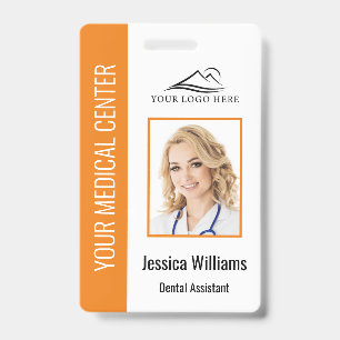 Your Dentist Office Logo Employee Photo ID Orange Badge