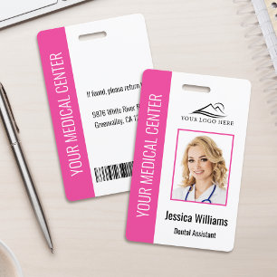 Your Dentist Office Logo Employee Photo ID Pink ID Badge
